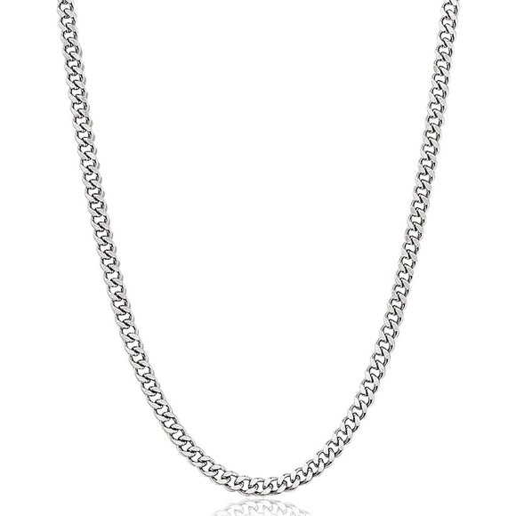 20 inch 5mm Men Silver Tone Gold Cuban Link Stainless Steel Chain - Picture 1 of 9